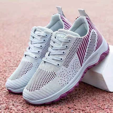 Women's Breathable Mesh Sneakers, Casual Lace Up Outdoor Shoes, Comfortable Low Top Running Shoes