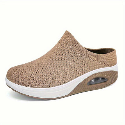 Women's Breathable Knit Slip-On Sneakers Casual Walking Shoes, Comfort Fit for All Seasons