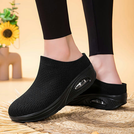 Women's Breathable Knit Slip-On Sneakers Casual Walking Shoes, Comfort Fit for All Seasons