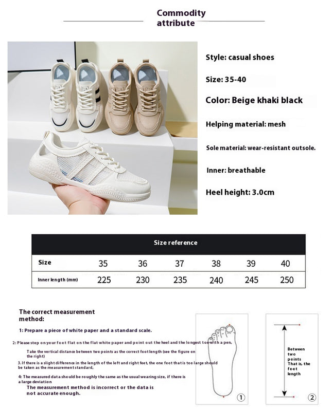 1 Pair Women'S Walking Shoes - All-Season Solid Color Lightweight Sneakers