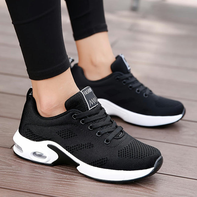 Breathable Women's Air Cushion Walking Sneakers, Lace Up unning Trainers for Casual Outdoor Sports