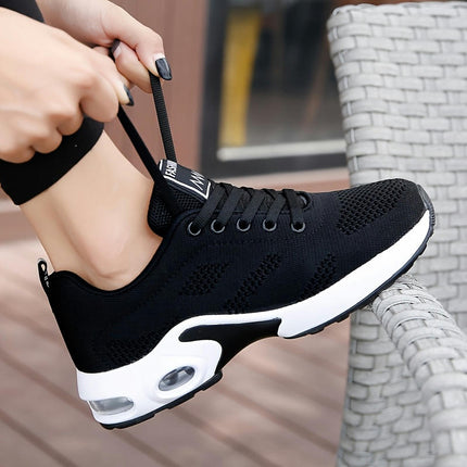 Breathable Women's Air Cushion Walking Sneakers, Lace Up unning Trainers for Casual Outdoor Sports