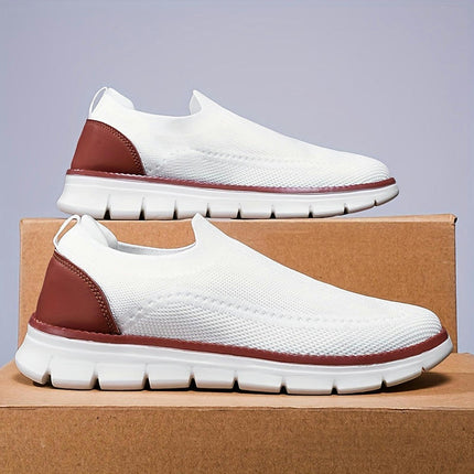 Men's Solid Color Slip On Breathable Sock Shoes, Comfy Non Slip Casual Durable Walking Shoes