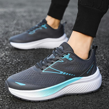 Men's Mesh Breathable Casual Sports Shoes Versatile Low Cut Lace Up Running Shoes Trendy Men's Shoes