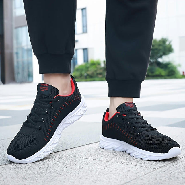 Men's Casual Sports Running Shoes with Stripes, Breathable Comfort, Low-Top Shoes for All Seasons