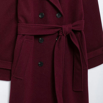 Womens Double Breasted Long Trench Coat Overcoat with Belt Winter Fashion Clothes