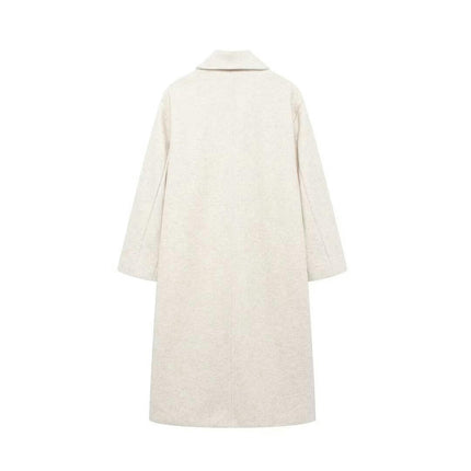Women's Winter Mid-Long Coat Notch Lapel Double -Breasted Jacket Outwear