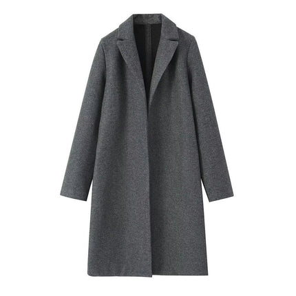 Women's Winter Elegant Lapel Open Front Coat Blend Trench Pea Coat