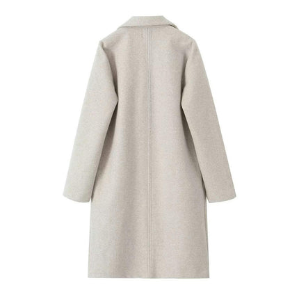 Women's Winter Elegant Lapel Open Front Coat Blend Trench Pea Coat