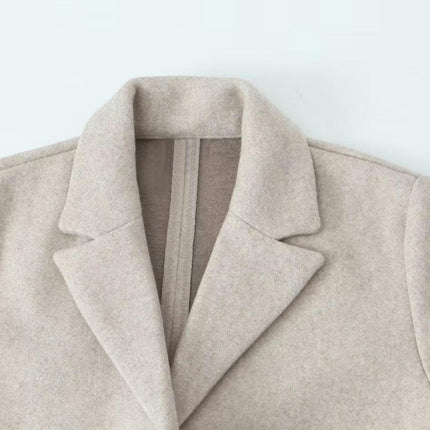 Women's Winter Elegant Lapel Open Front Coat Blend Trench Pea Coat