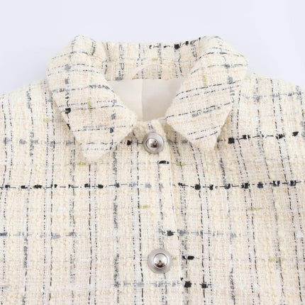 Cropped Tweed Jackets for Women Elegant Lapel Casual Outfits Fall Jackets
