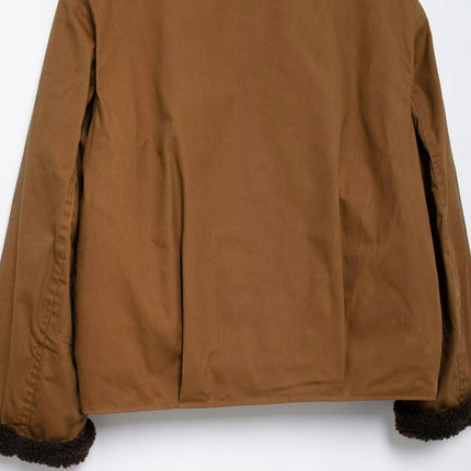 Womens Long Sleeve Jacket Zip Up Lapel Collar Casual Coat Outerwear with Pockets