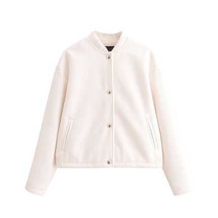 Cropped Bomber Jackets for Womens Long Sleeve Button Down Crop Jacket