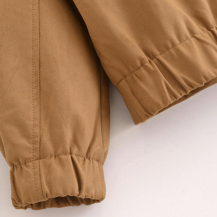 Women's Zip Up Bomber Jacket Long Sleeve Casual Cropped Coat Outwear