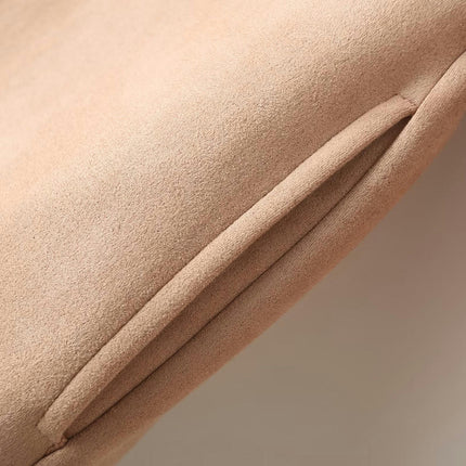 Womens Faux Suede Long Sleeve Jacket Fall Winter Casual Button Down Collar Jackets