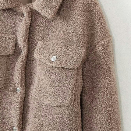 Winter Coats for Women Long Sleeve Shaggy Jacket Lapel Button Down Casual Outwear