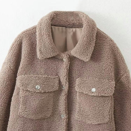 Winter Coats for Women Long Sleeve Shaggy Jacket Lapel Button Down Casual Outwear