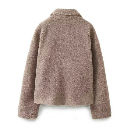 Winter Coats for Women Long Sleeve Shaggy Jacket Lapel Button Down Casual Outwear
