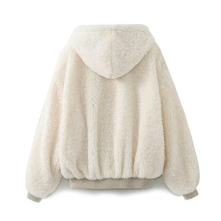 Winter Coats for Women Fleece Jacket Long Sleeve Faux Fur Warm Hooded Cardigan Outerwear