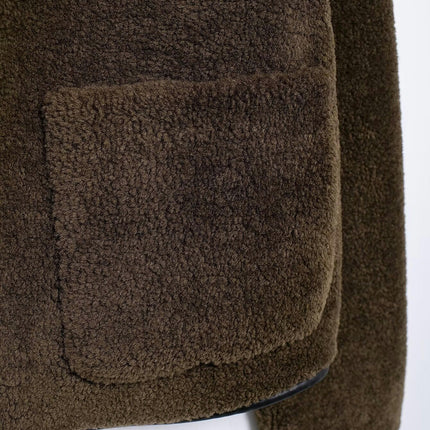 Women's Cropped Jacket Long Sleeve Faux Fuzzy Zip Up Warm Winter Coat Outwear with Pockets