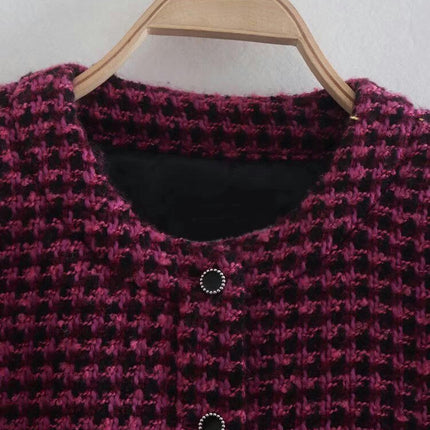 Cropped Tweed Jackets for Women Elegant Button Down Casual Fall Coat