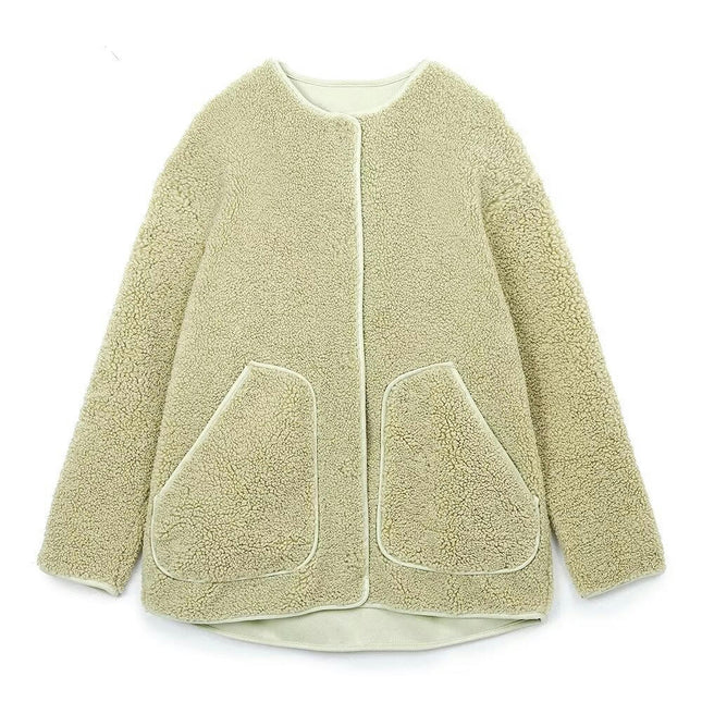 Women Soft Coat Winter Warm Jackets Button Down Long Sleeve Sherpa Fuzzy Outwear