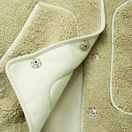 Women Soft Coat Winter Warm Jackets Button Down Long Sleeve Sherpa Fuzzy Outwear