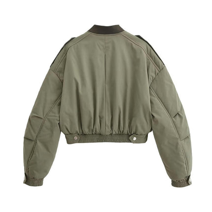 Women's Winter Warm Jacket Long Sleeve Zip Up Baggy Cropped Coat Outerwear