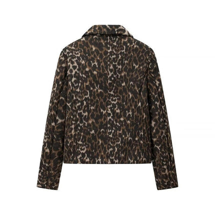 Womens Cropped Jacket Button Down Long Sleeve Lapel Collar Outwear