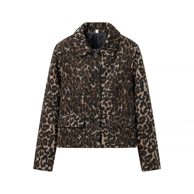 Womens Cropped Jacket Button Down Long Sleeve Lapel Collar Outwear