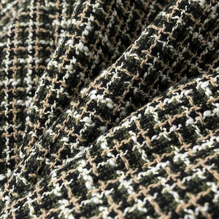 Womens Tweed Blazers Jackets Casual Long Sleeve Button Down Cropped Coat