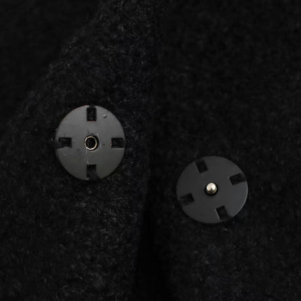 Women Winter Wool Blend Jacket Long Sleeve Casual Button Lapel Cropped Coats Outerwear