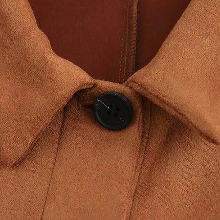 Women's Fall Winter Jackets Warm Mid Length Coat Casual Lapel Jackets