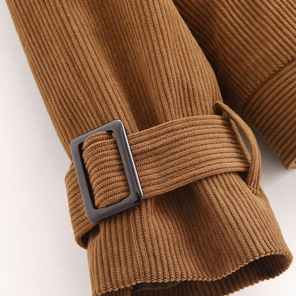 Women's Casual Corduroy Jackets Zip Up Long Sleeve Fall Outerwear with Pockets