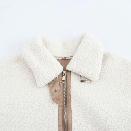 Womens Winter Full Zipper Faux Fleece Jackets Long Sleeve Warm Teddy Coats with Pockets