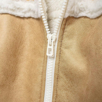 Women's Fleece Sherpa Lined Zip Up Coat Lapel Collar Winter Casual Jacket with Pockets