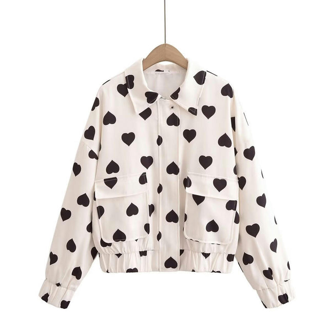Women's Fall Cropped Jacket Zip Up Lapel Collar Long Sleeve Casual Coat