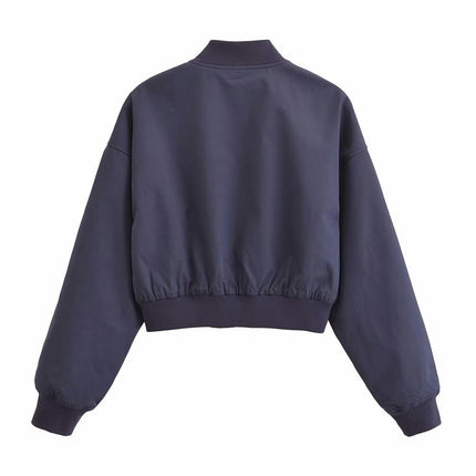 Women's Bomber Jacket Fashion Casual Lightweight Long Sleeve Zip up Outerwear with Pockets