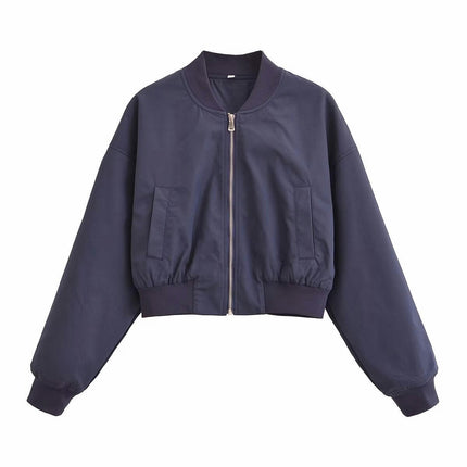 Women's Bomber Jacket Fashion Casual Lightweight Long Sleeve Zip up Outerwear with Pockets