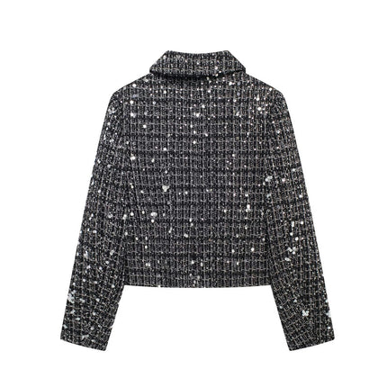 Tweed Blazers Cropped Jacket for Women Fall Winter Blazer Business Casual Coat