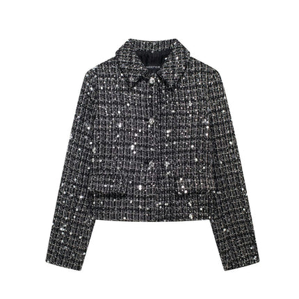 Tweed Blazers Cropped Jacket for Women Fall Winter Blazer Business Casual Coat