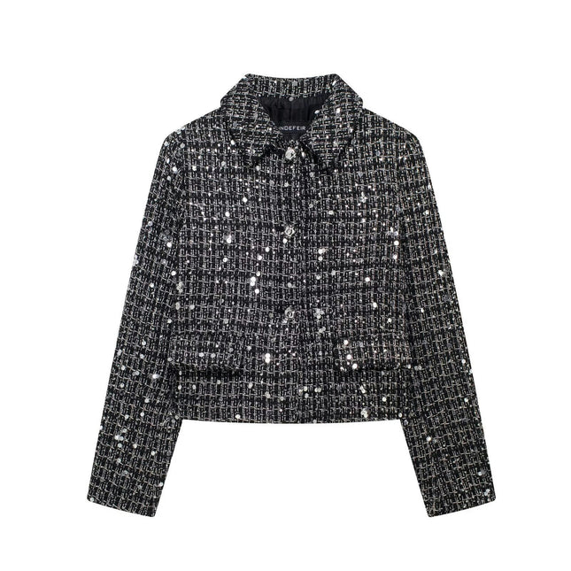 Tweed Blazers Cropped Jacket for Women Fall Winter Blazer Business Casual Coat