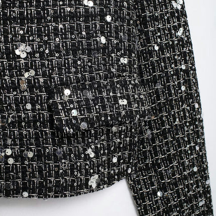 Tweed Blazers Cropped Jacket for Women Fall Winter Blazer Business Casual Coat