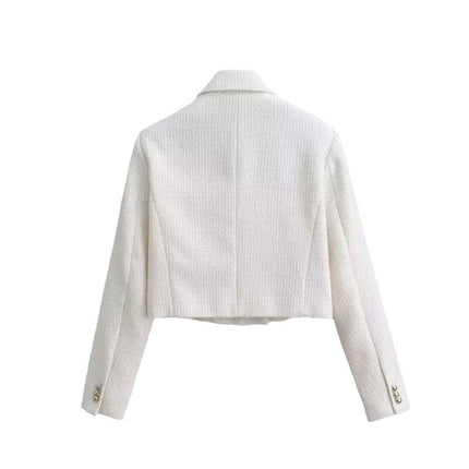 Womens Tweed Blazers Casual Long Sleeve Button Open Front Lapel Jackets