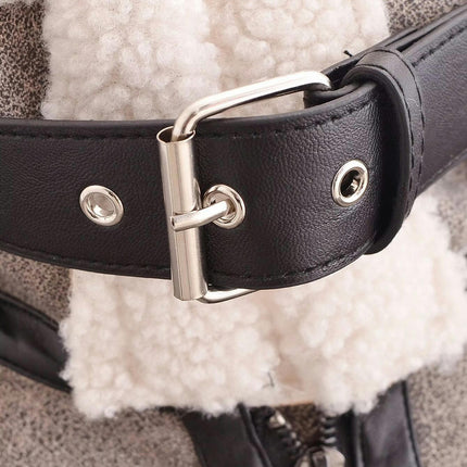 Women's Faux Leather Jacket Warm Thick Winter Sherpa Lined Zipper Moto Biker Coats