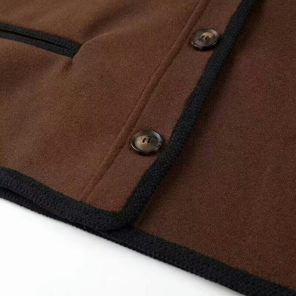 Womens Long Sleeve Casual Wool Blend Jacket Button Down Winter Coat Stand Collar Overcoat