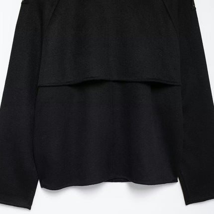 Womens Cropped Coat Double Breasted Casual Notched Lapel Wool Blend Overcoat