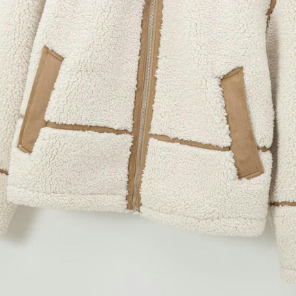 Women's Coat Casual Lapel Fleece Fuzzy Faux Shearling Zipper Coats Warm Winter Outwear Jackets