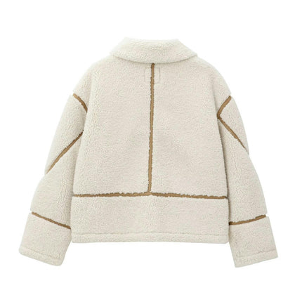 Women's Coat Casual Lapel Fleece Fuzzy Faux Shearling Zipper Coats Warm Winter Outwear Jackets