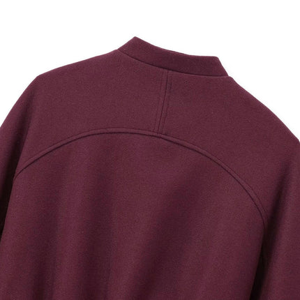 Womens Cropped Bomber Jackets Casual Button Down Long Sleeve Stand Collar Coats